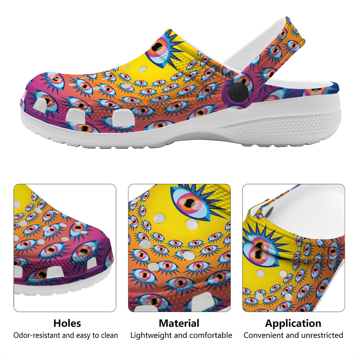 Trippy Psychedelic Eyes Print Clog-grizzshop