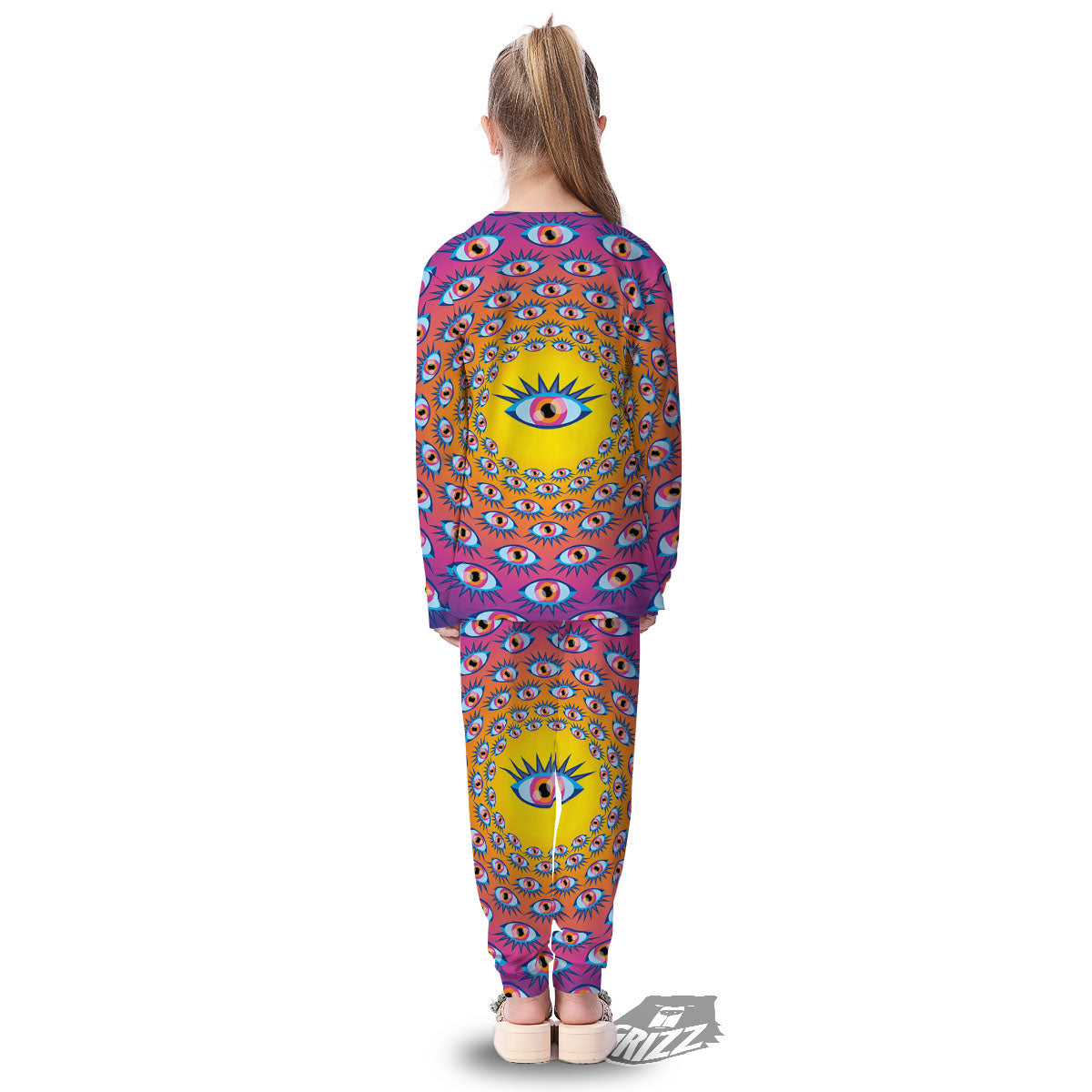 Trippy Psychedelic Eyes Print Kid's Pajamas-grizzshop