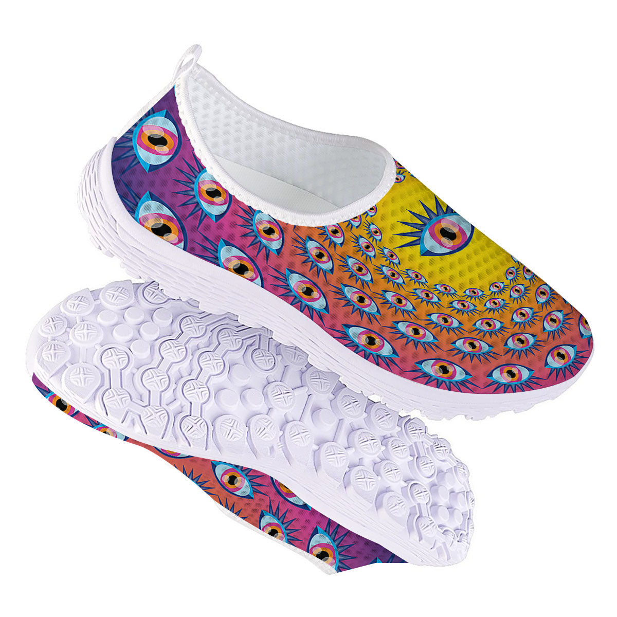 Trippy Psychedelic Eyes Print Nurse Shoes-grizzshop