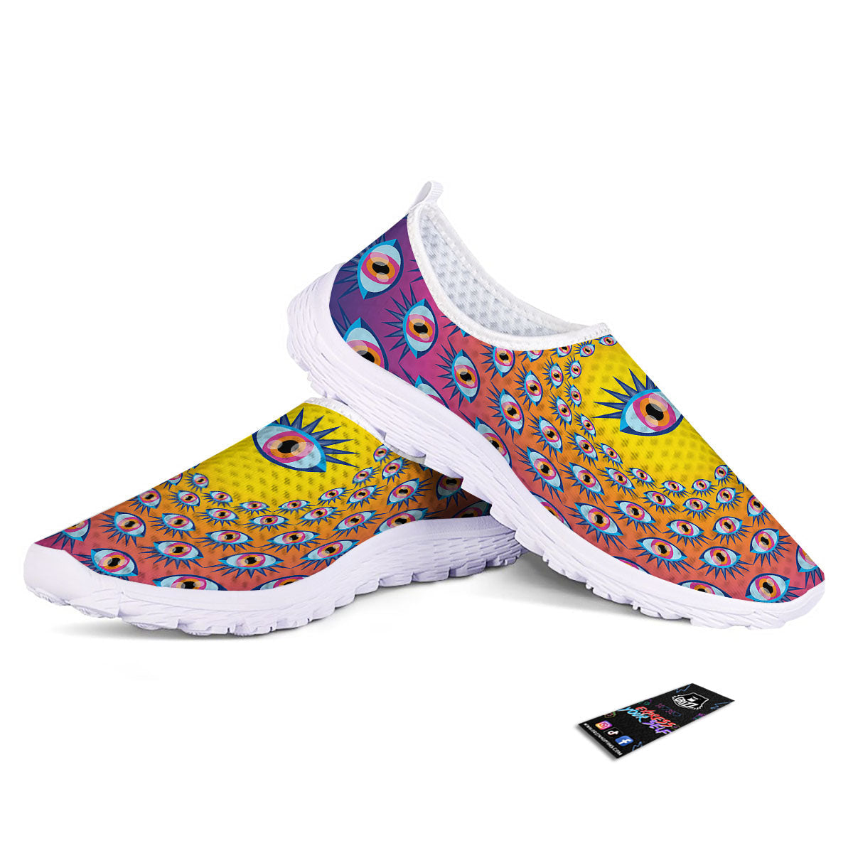 Trippy Psychedelic Eyes Print Nurse Shoes-grizzshop