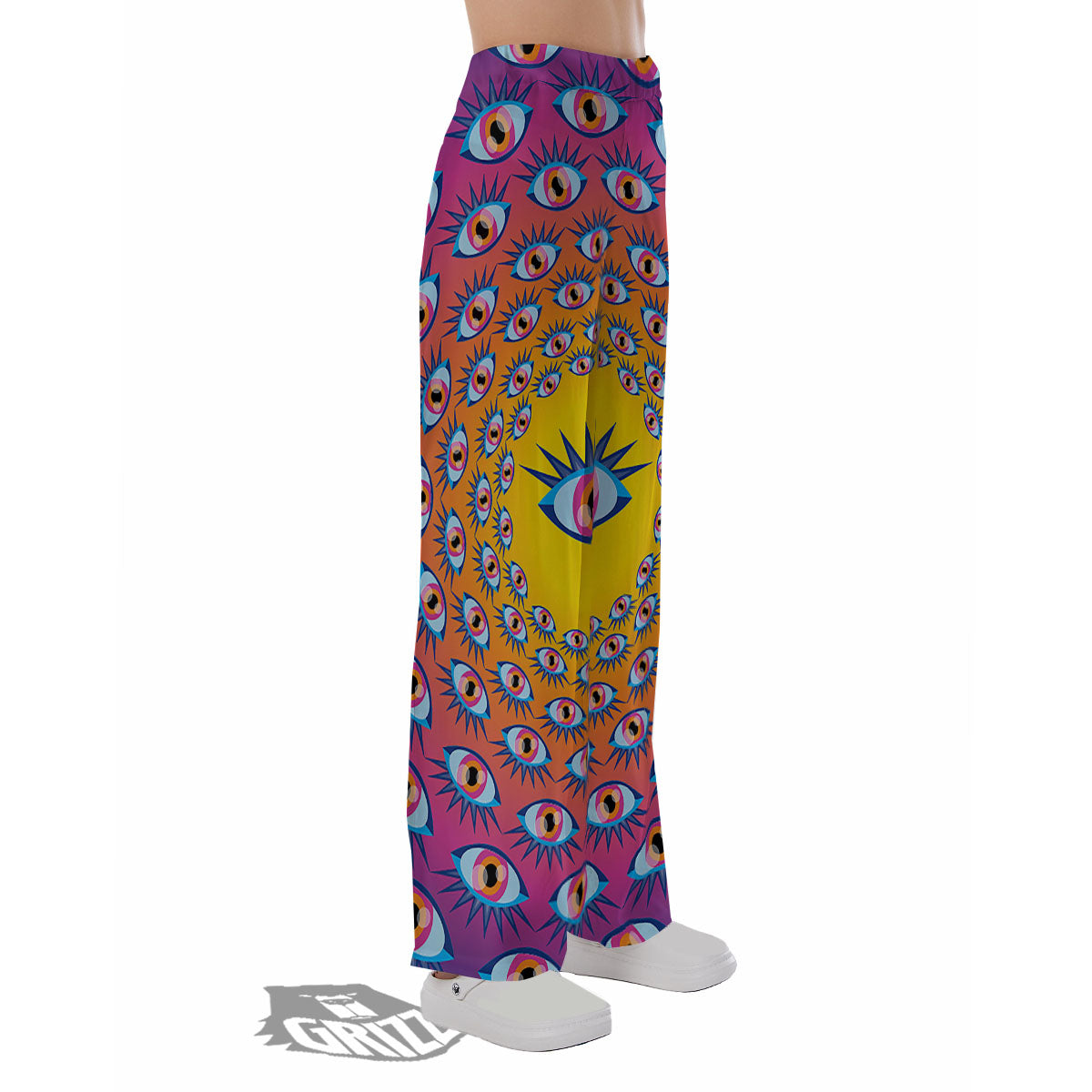 Trippy Psychedelic Eyes Print Pajama Pants-grizzshop
