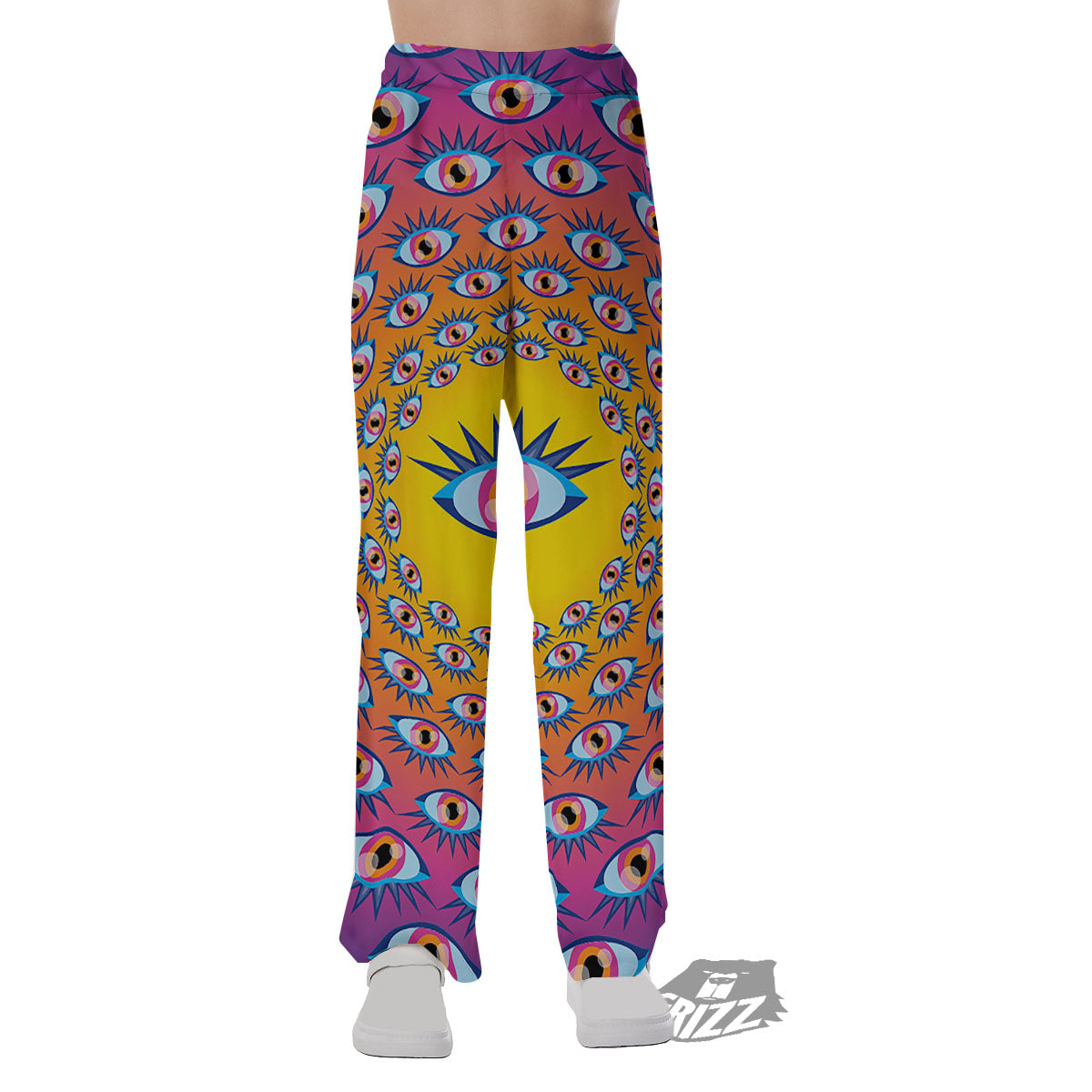 Trippy Psychedelic Eyes Print Pajama Pants-grizzshop