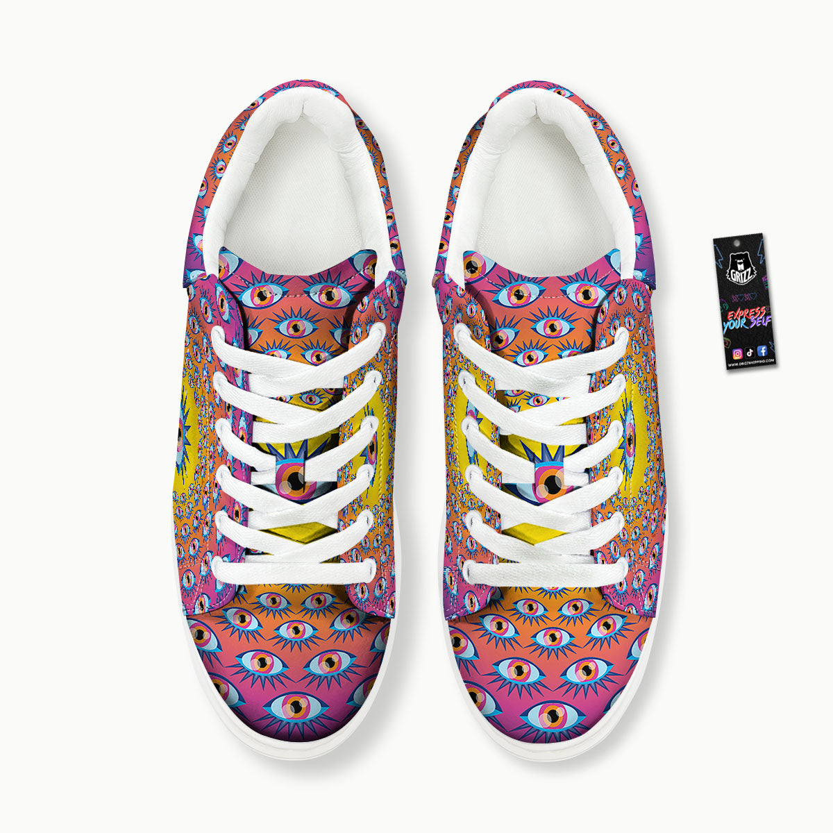 Trippy Psychedelic Eyes Print Platform Shoes-grizzshop