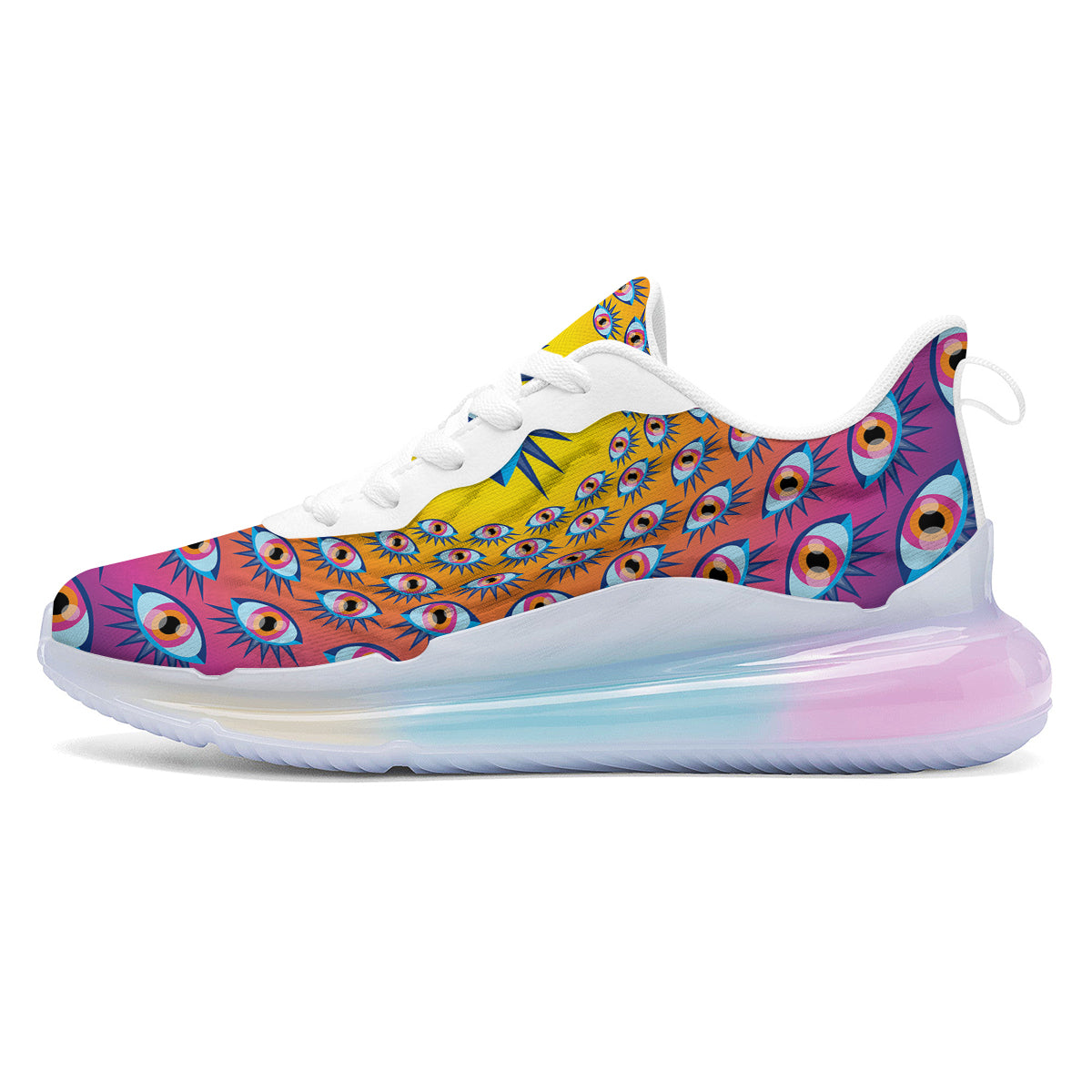 Trippy Psychedelic Eyes Print Running Sneakers-grizzshop