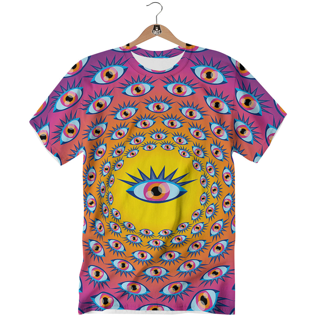 Trippy Psychedelic Eyes Print T-Shirt-grizzshop