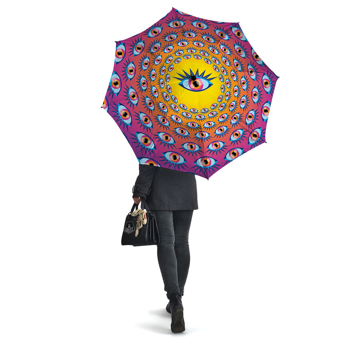 Trippy Psychedelic Eyes Print Umbrella-grizzshop