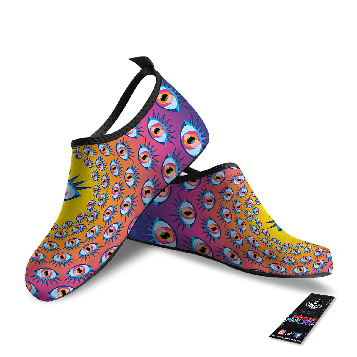 Trippy Psychedelic Eyes Print Water Shoes-grizzshop