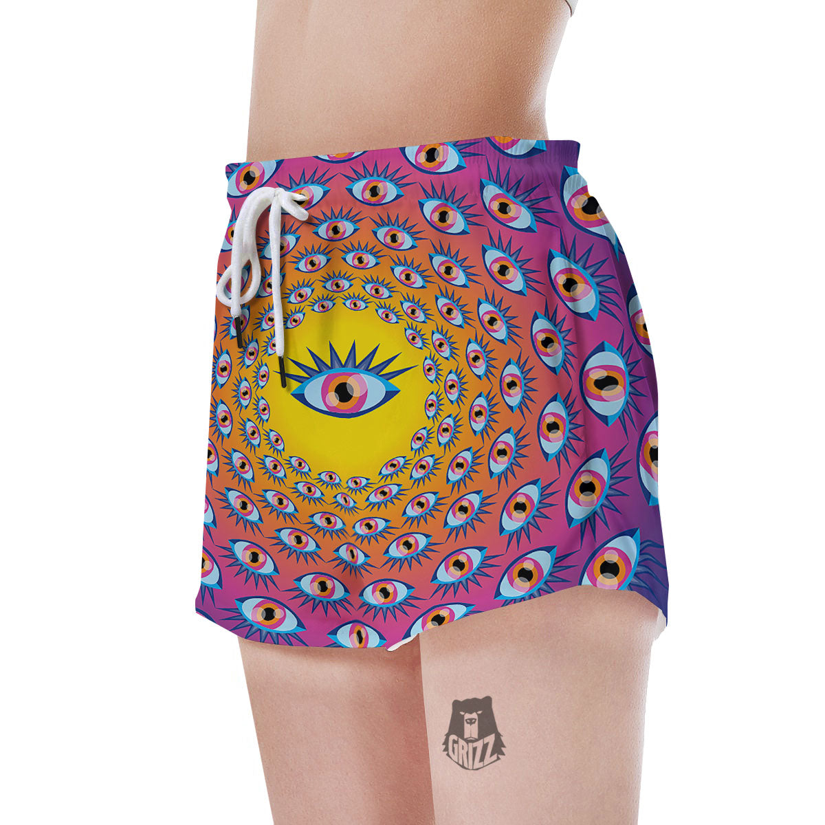 Trippy Psychedelic Eyes Print Women's Shorts-grizzshop