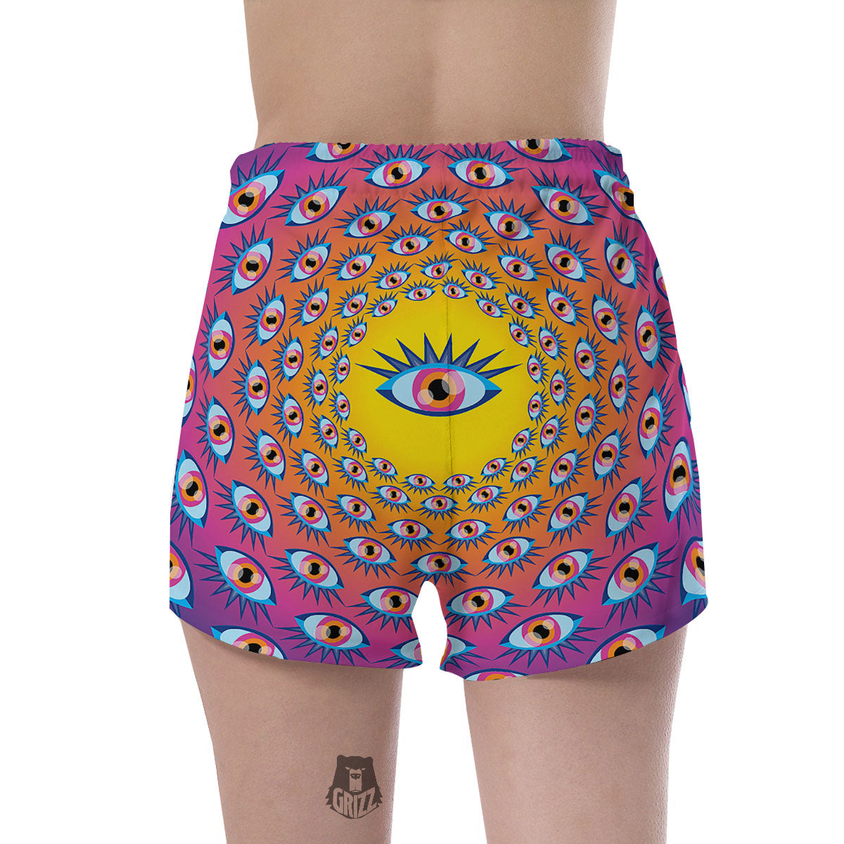 Trippy Psychedelic Eyes Print Women's Shorts-grizzshop