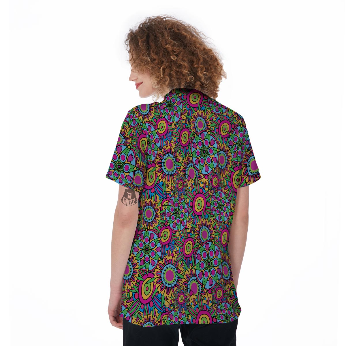 Trippy Psychedelic Floral Women's Golf Shirts-grizzshop