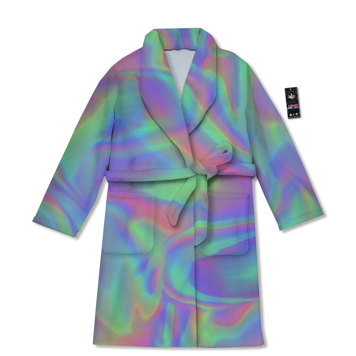 Trippy Psychedelic Holographic Print Bathrobe-grizzshop