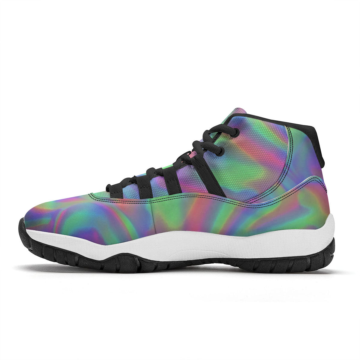 Trippy Psychedelic Holographic Print Black Bball Shoes-grizzshop
