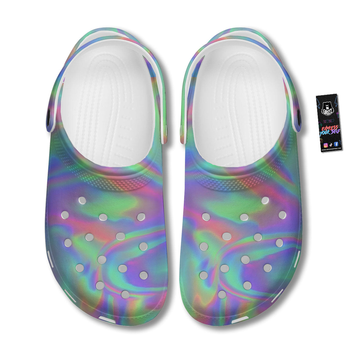 Trippy Psychedelic Holographic Print Clog-grizzshop