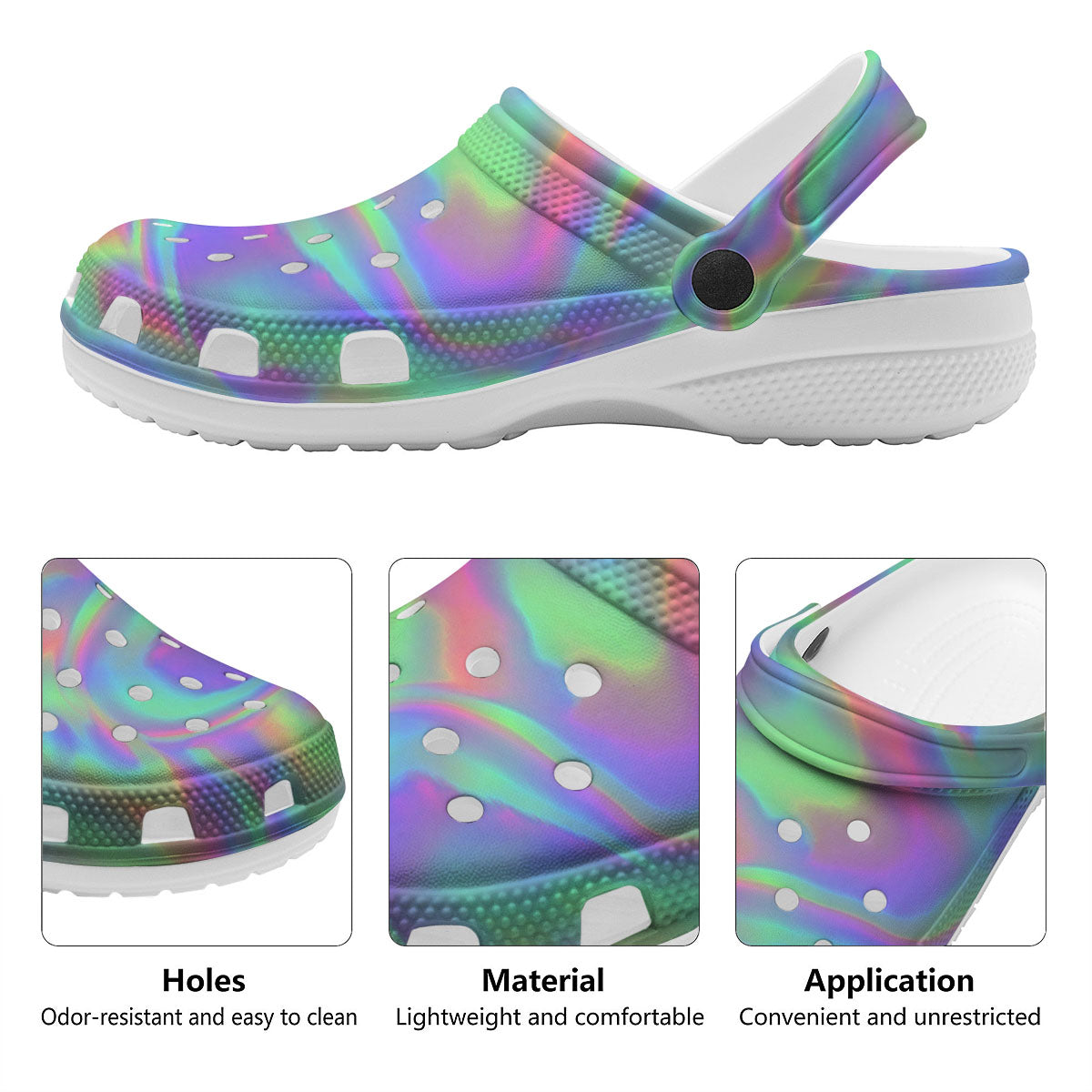 Trippy Psychedelic Holographic Print Clog-grizzshop