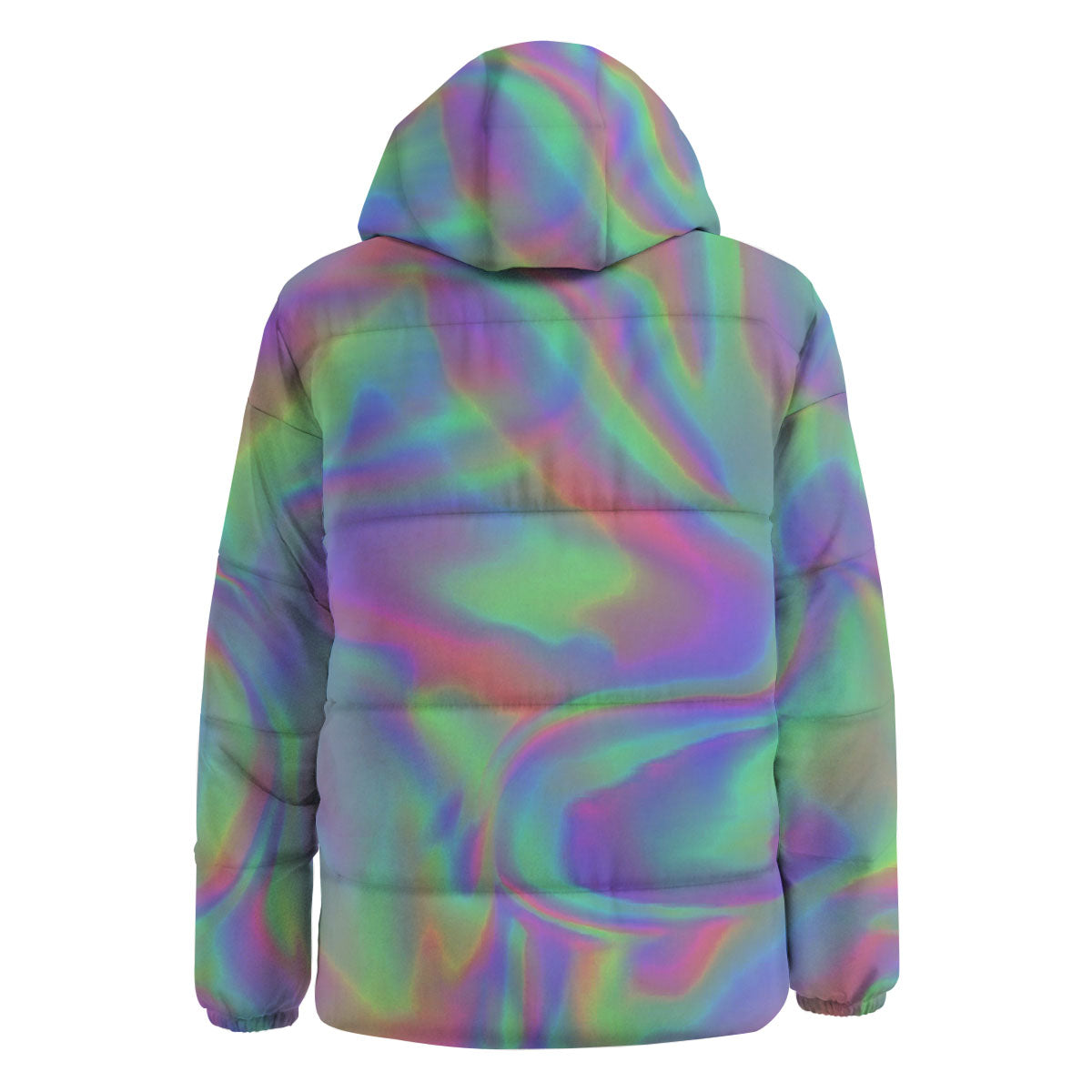 Trippy Psychedelic Holographic Print Down Jacket-grizzshop