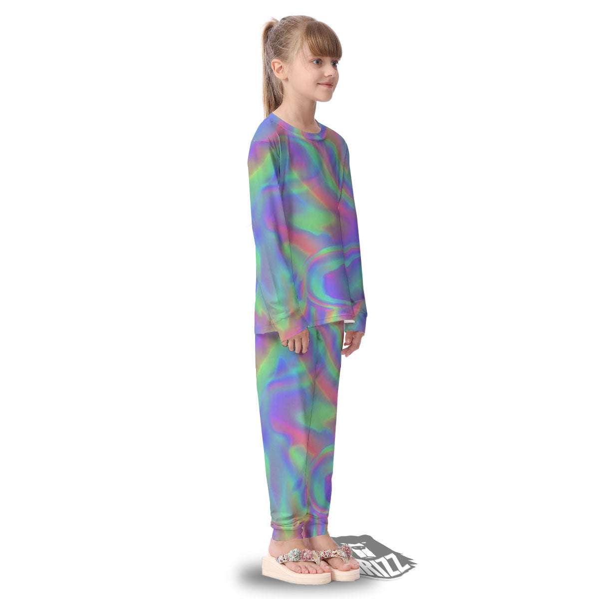 Trippy Psychedelic Holographic Print Kid's Pajamas-grizzshop