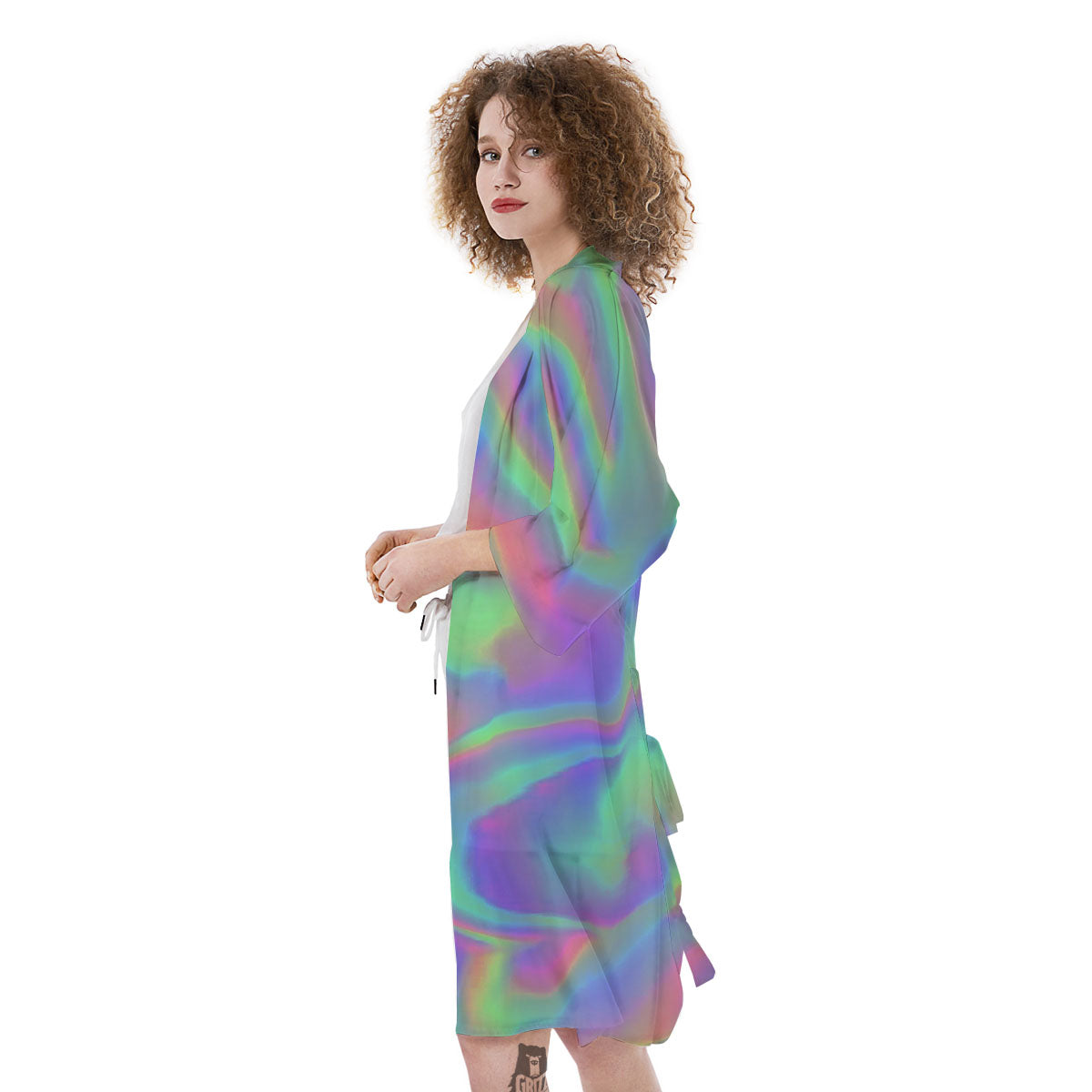 Trippy Psychedelic Holographic Print Kimono-grizzshop