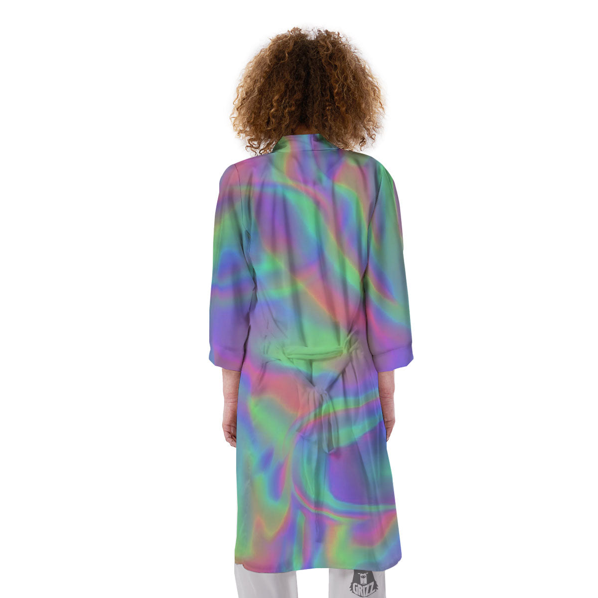 Trippy Psychedelic Holographic Print Kimono-grizzshop