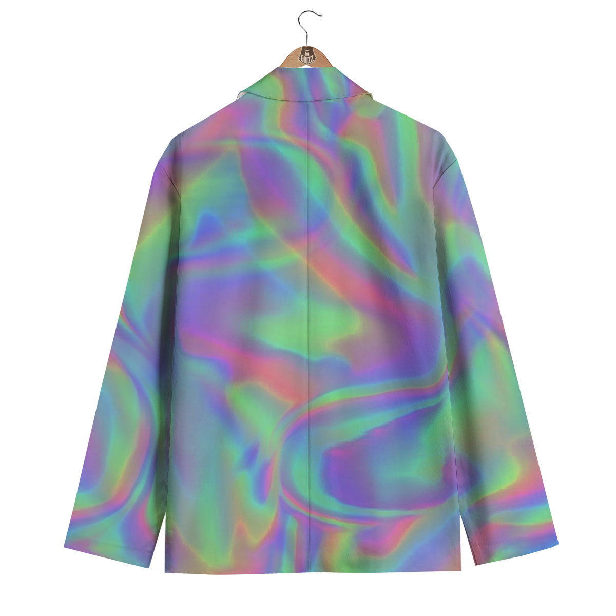 Trippy Psychedelic Holographic Print Men's Blazer-grizzshop