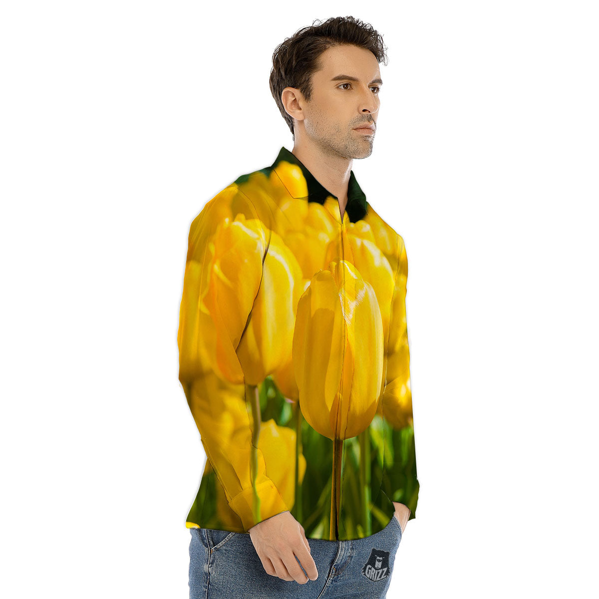 Trippy Psychedelic Holographic Print Men's Dress Shirts-grizzshop