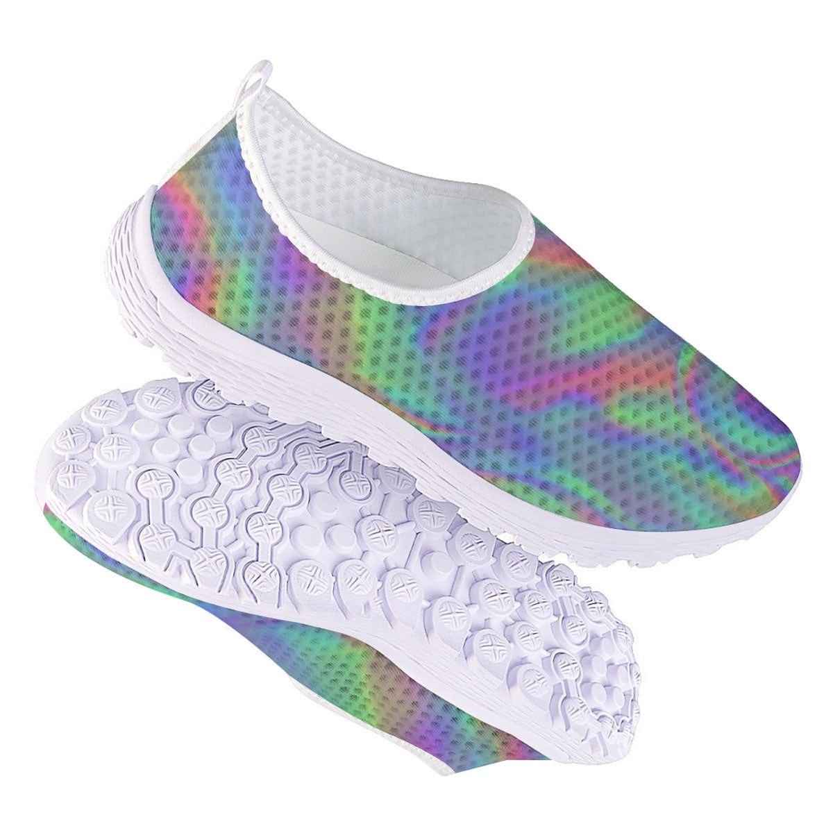 Trippy Psychedelic Holographic Print Nurse Shoes-grizzshop