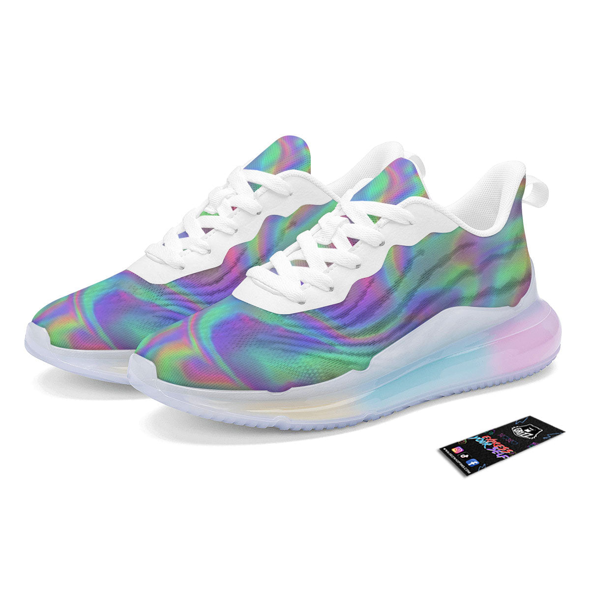 Trippy Psychedelic Holographic Print Running Sneakers-grizzshop