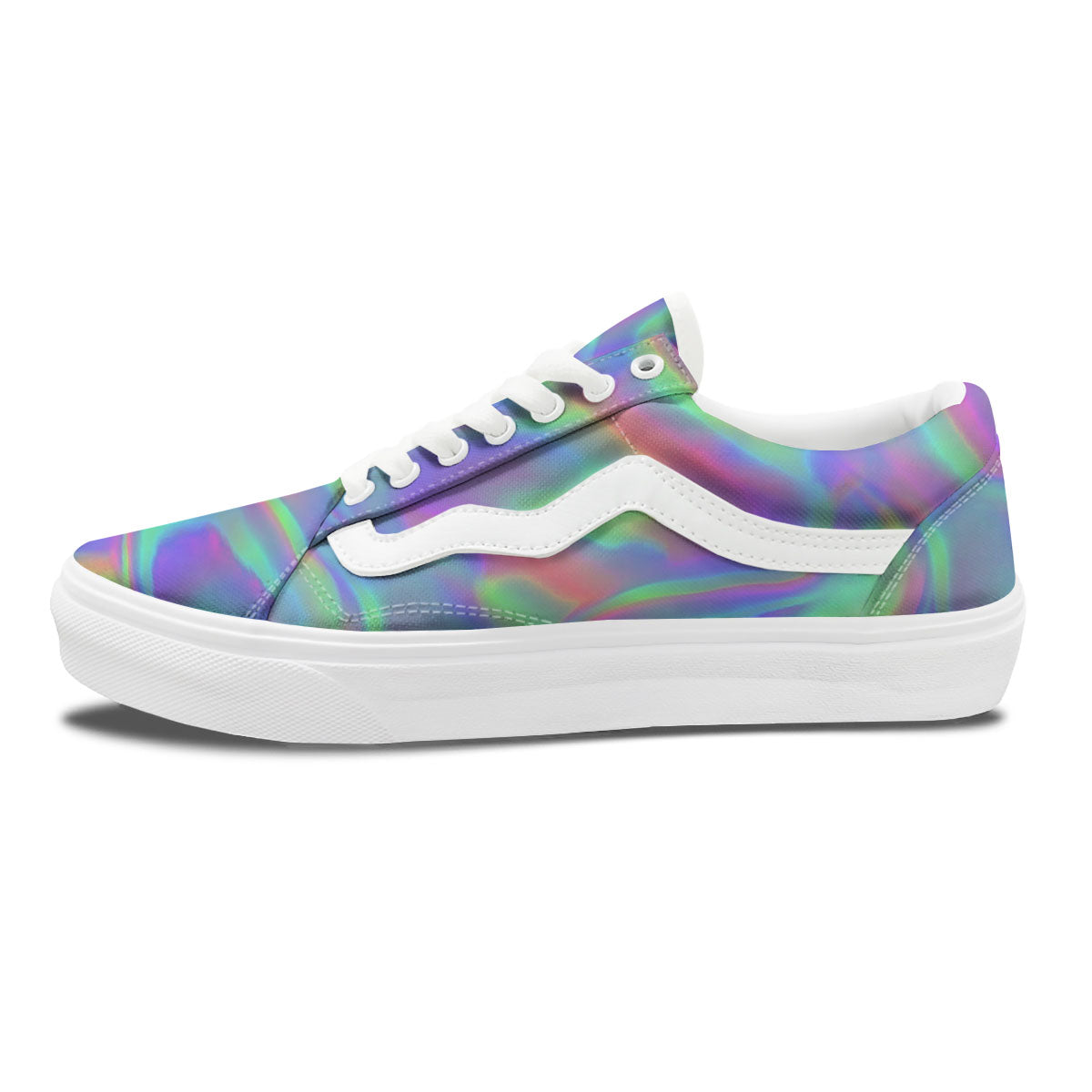 Trippy Psychedelic Holographic Print Skate Shoes-grizzshop