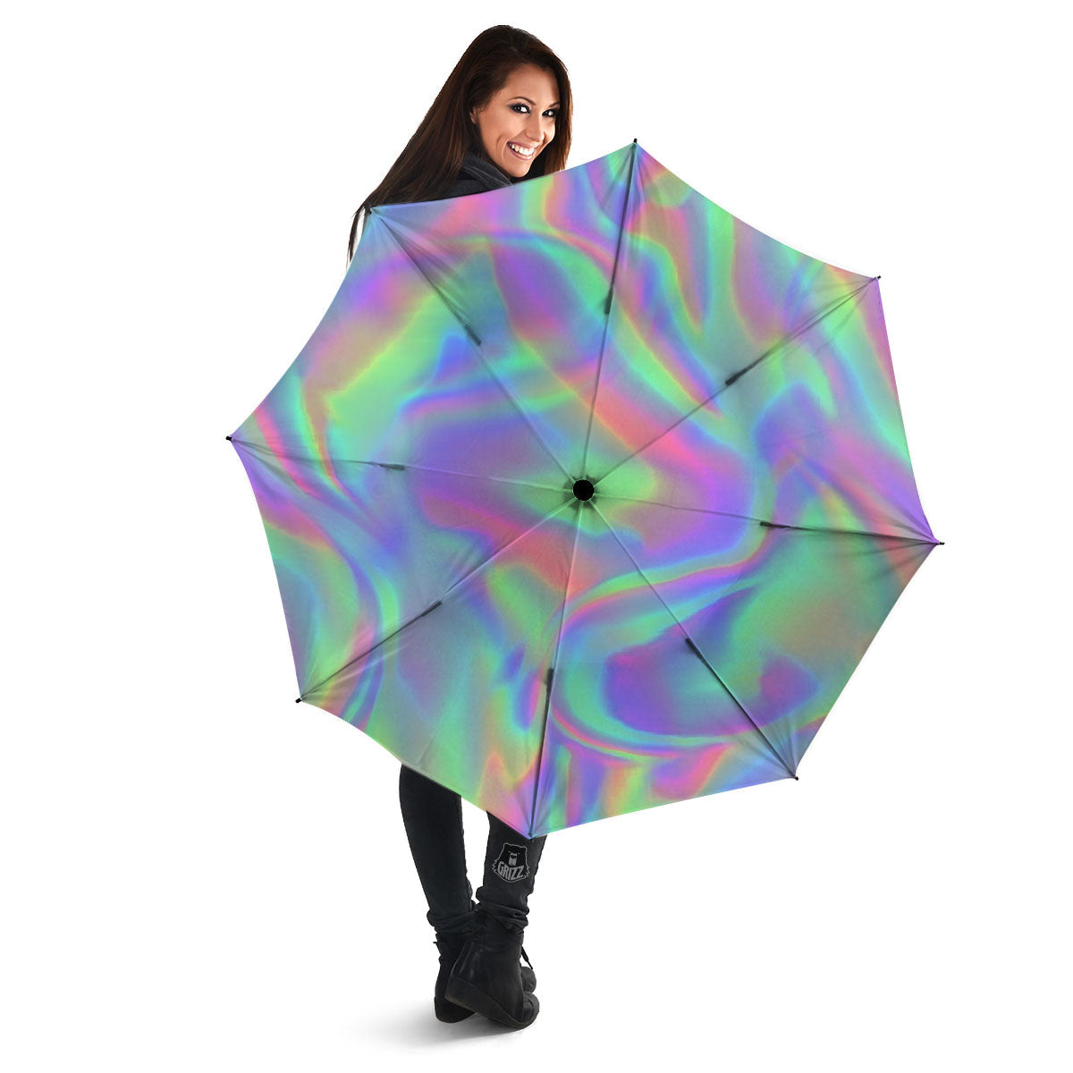 Trippy Psychedelic Holographic Print Umbrella-grizzshop