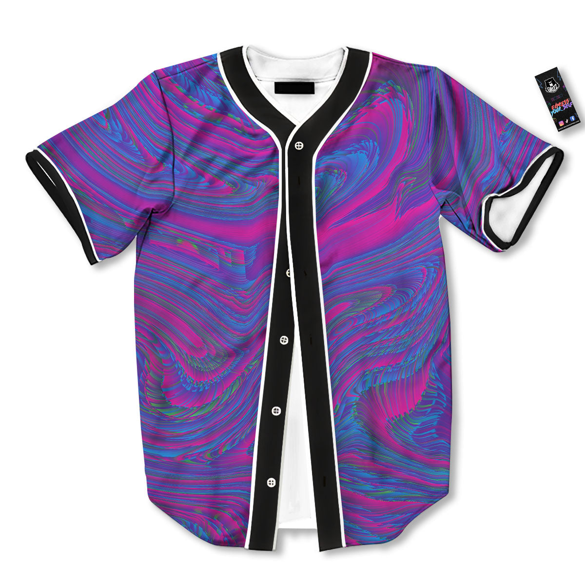 Trippy Psychedelic Purple Print Baseball Jersey-grizzshop