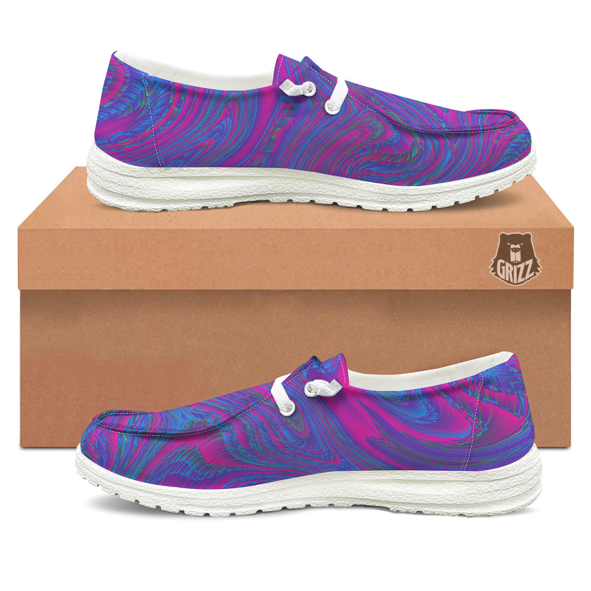 Trippy Psychedelic Purple Print Black Loafers-grizzshop