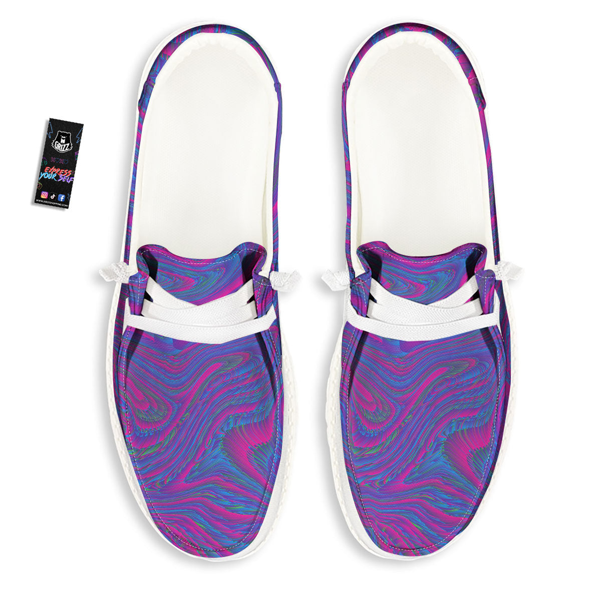Trippy Psychedelic Purple Print Black Loafers-grizzshop