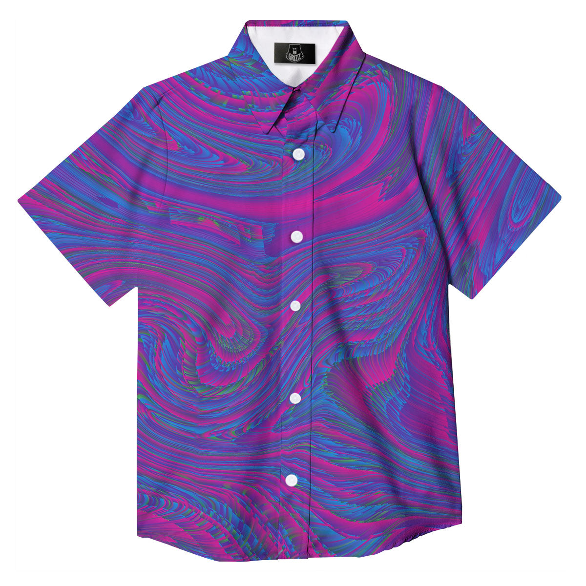 Trippy Psychedelic Purple Print Button Up Shirt-grizzshop