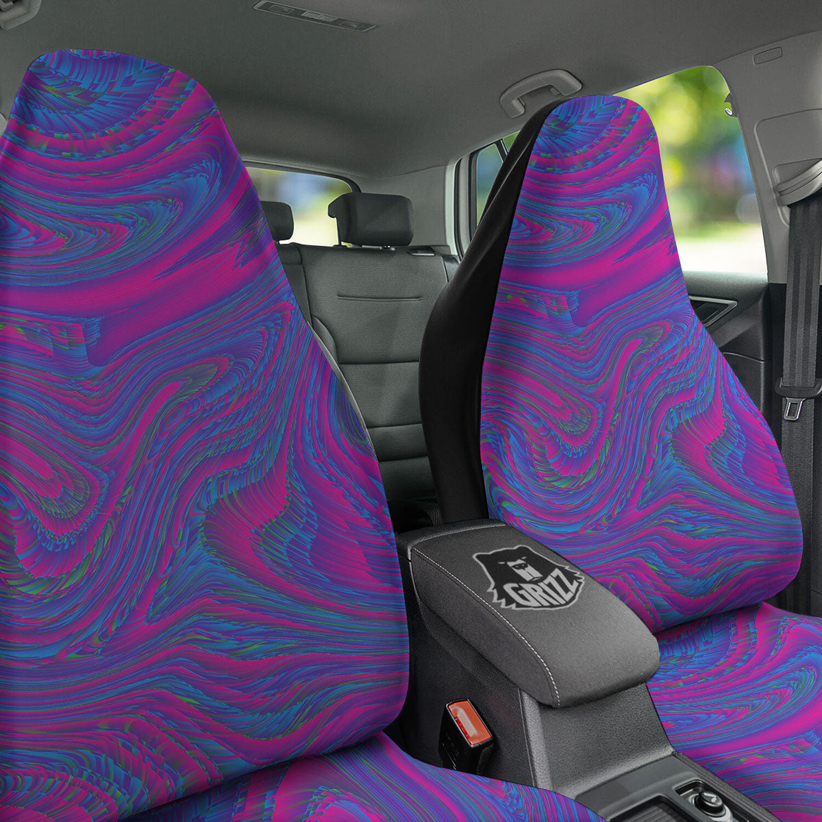 Trippy Psychedelic Purple Print Car Seat Covers-grizzshop