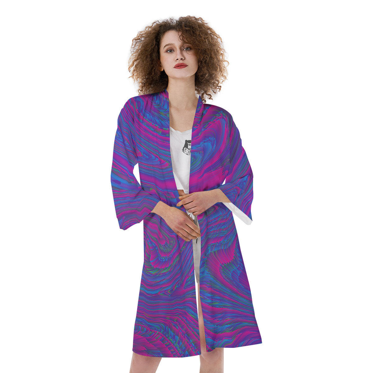 Trippy Psychedelic Purple Print Kimono-grizzshop