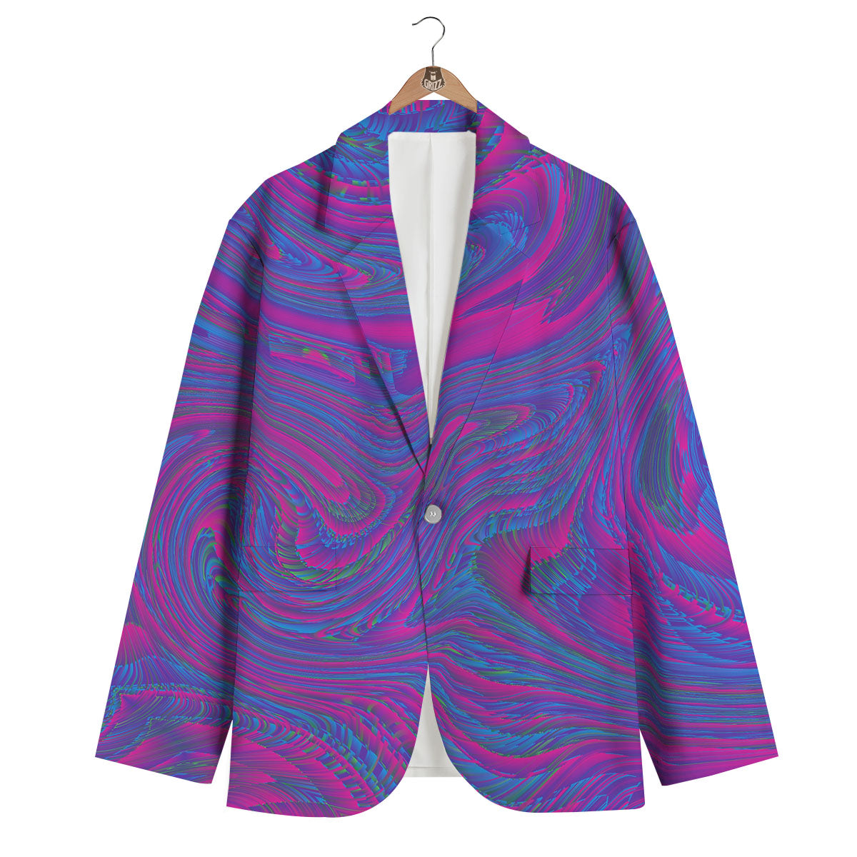 Trippy Psychedelic Purple Print Men's Blazer-grizzshop