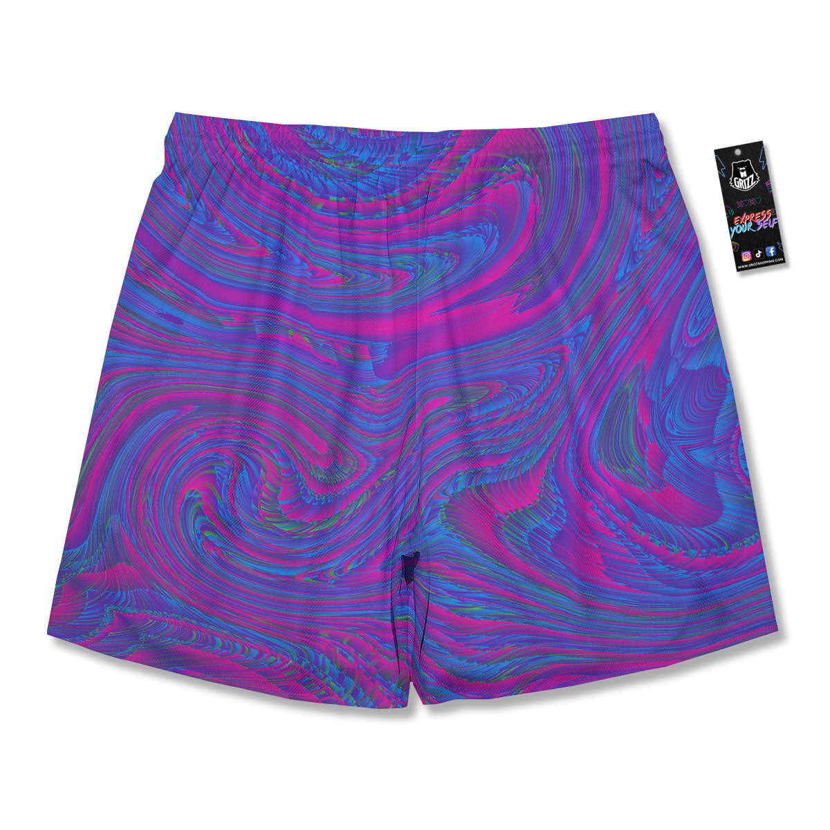 Trippy Psychedelic Purple Print Men's Running Shorts-grizzshop