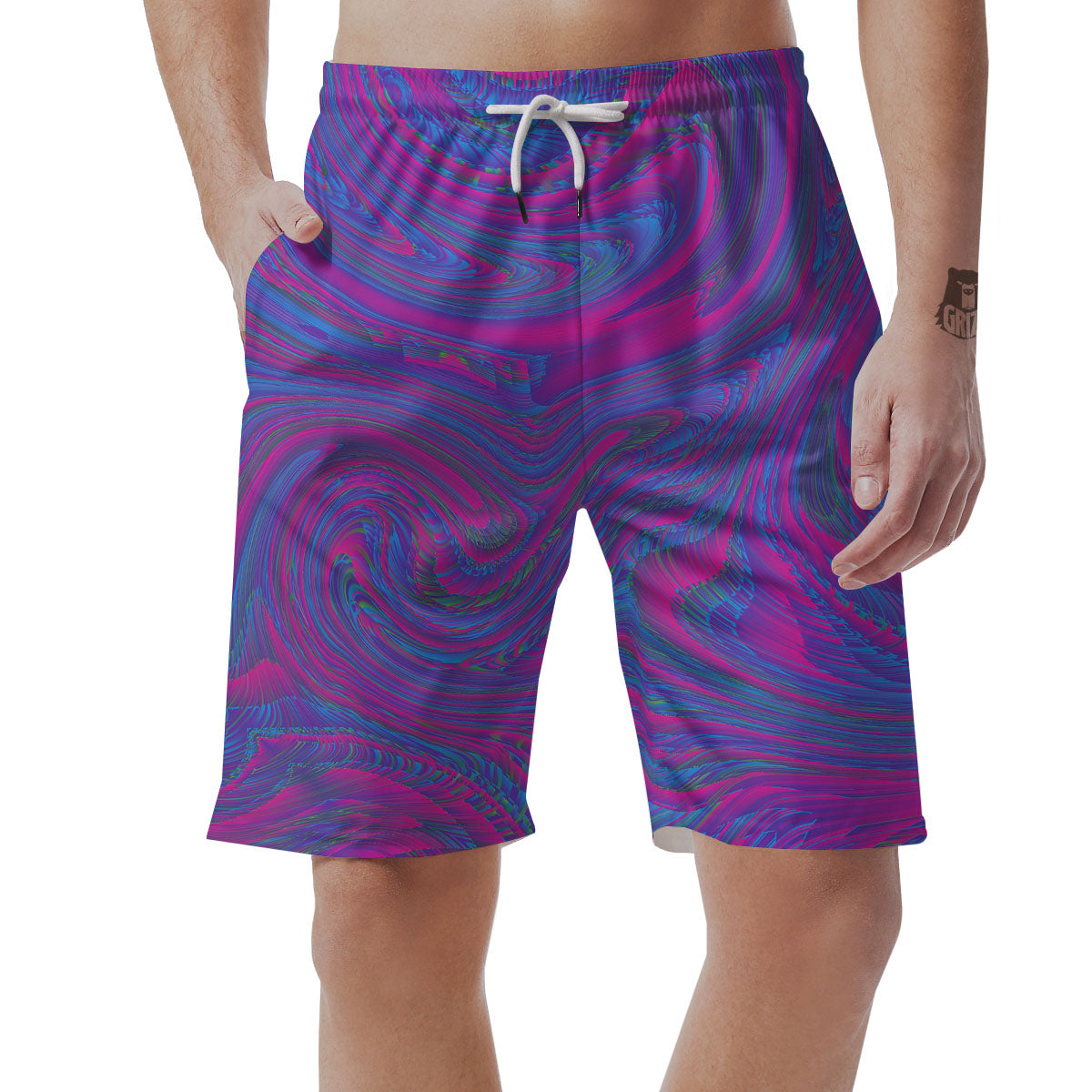 Trippy Psychedelic Purple Print Men's Shorts-grizzshop