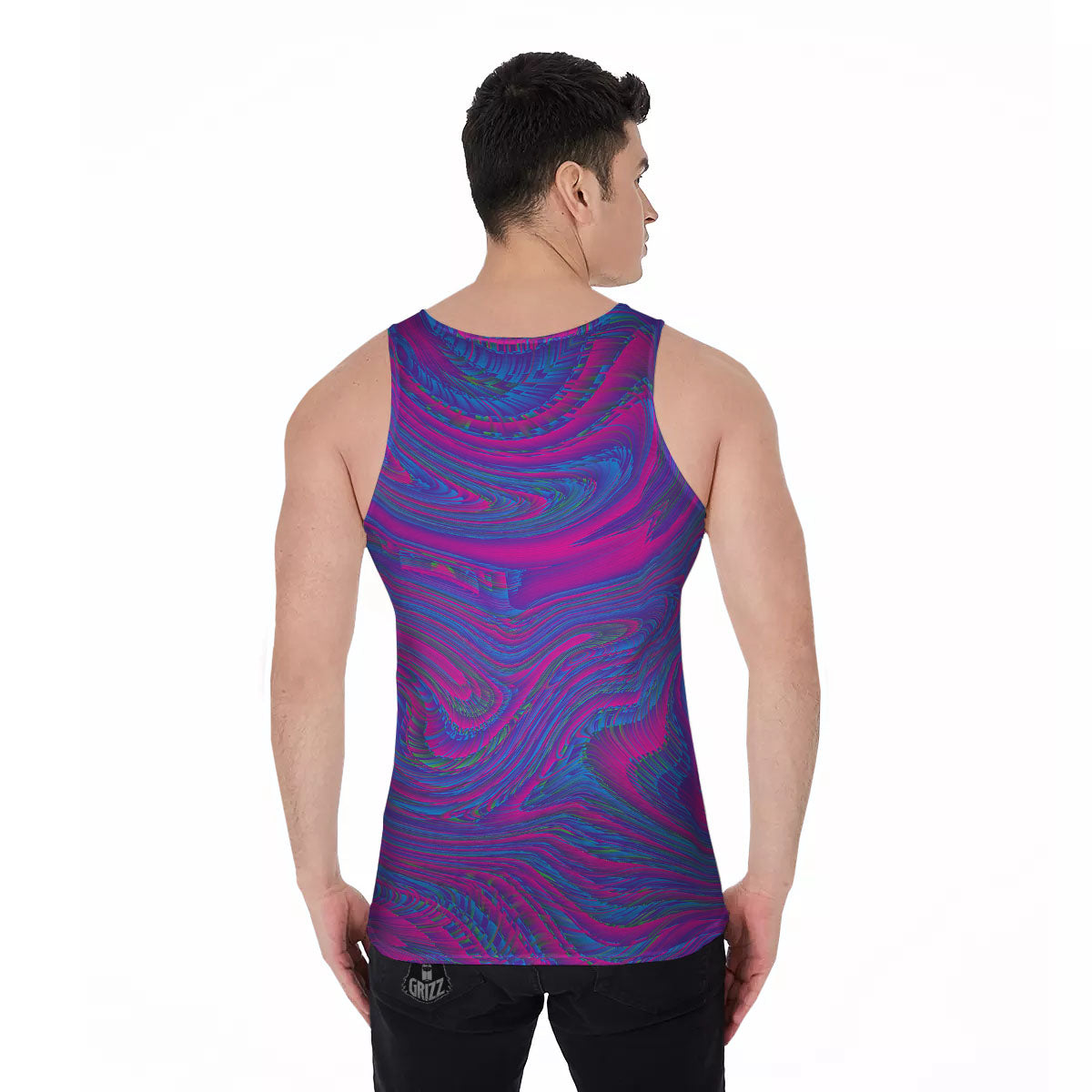 Trippy Psychedelic Purple Print Men's Tank Top-grizzshop