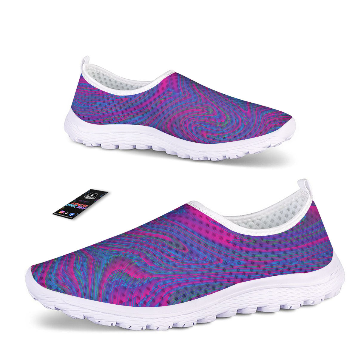 Trippy Psychedelic Purple Print Nurse Shoes-grizzshop