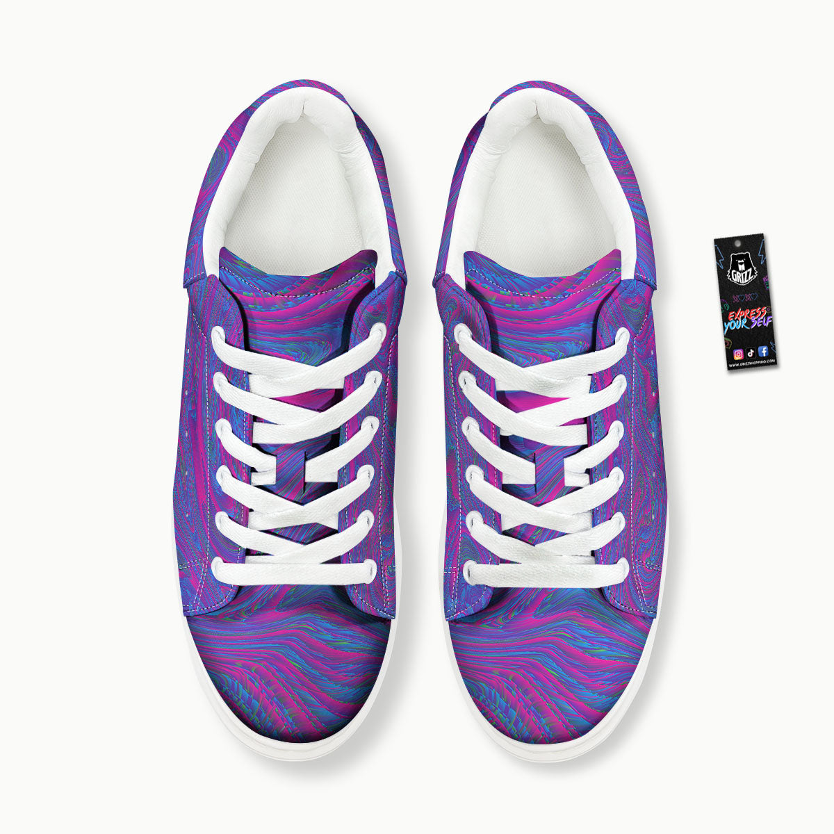 Trippy Psychedelic Purple Print Platform Shoes-grizzshop