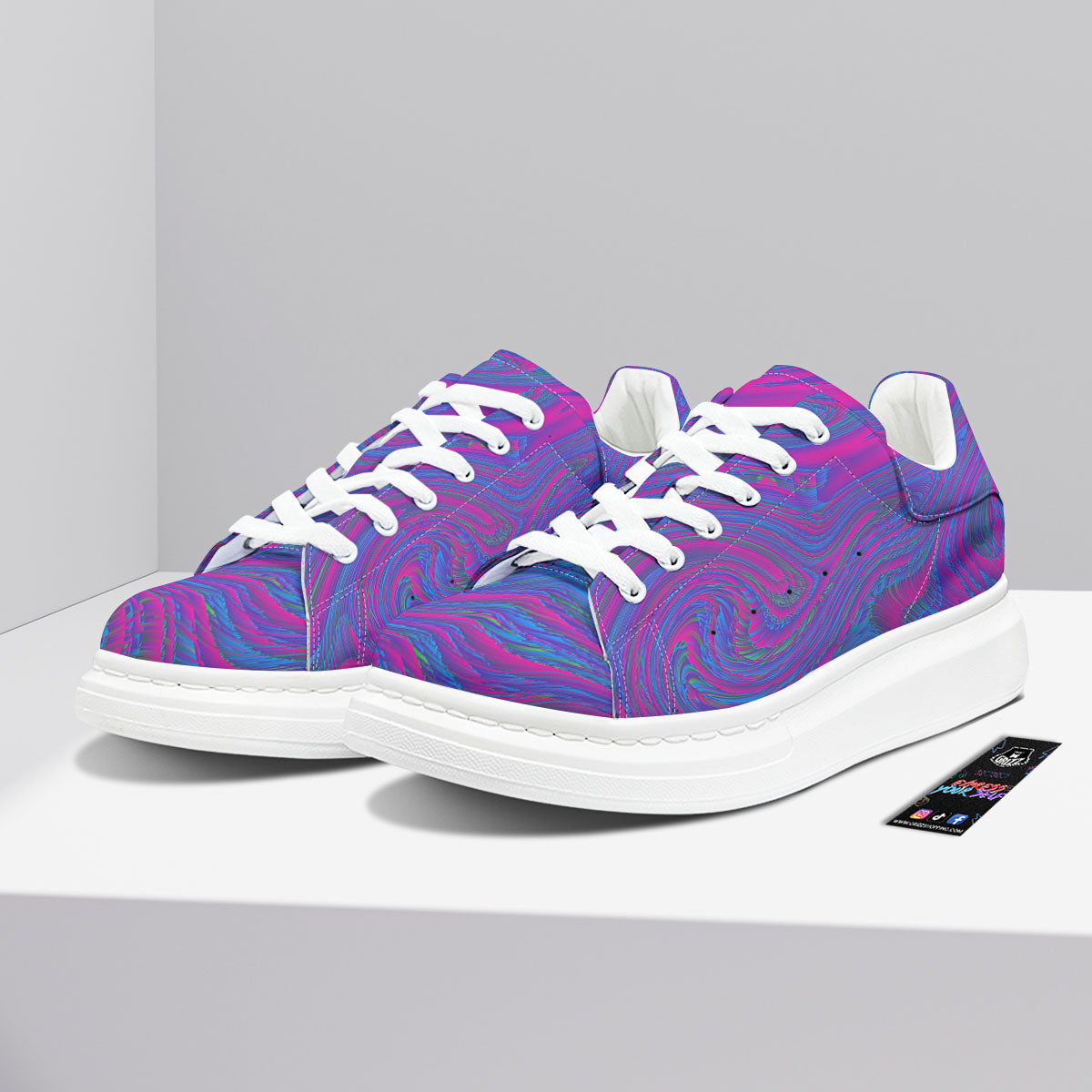 Trippy Psychedelic Purple Print Platform Shoes-grizzshop