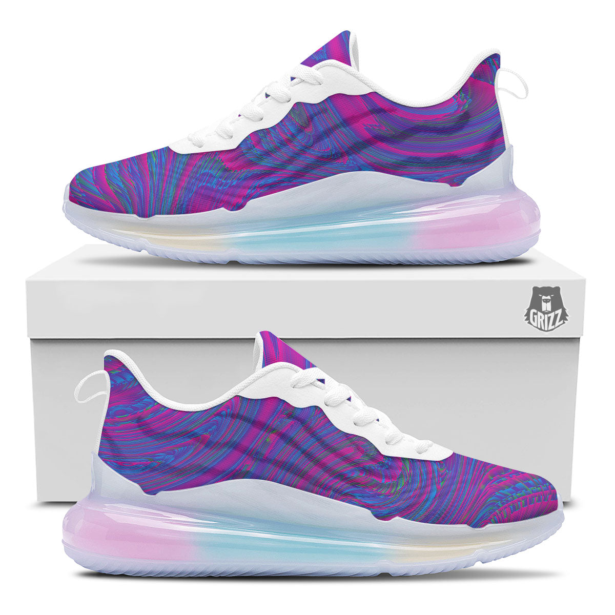 Trippy Psychedelic Purple Print Running Sneakers-grizzshop