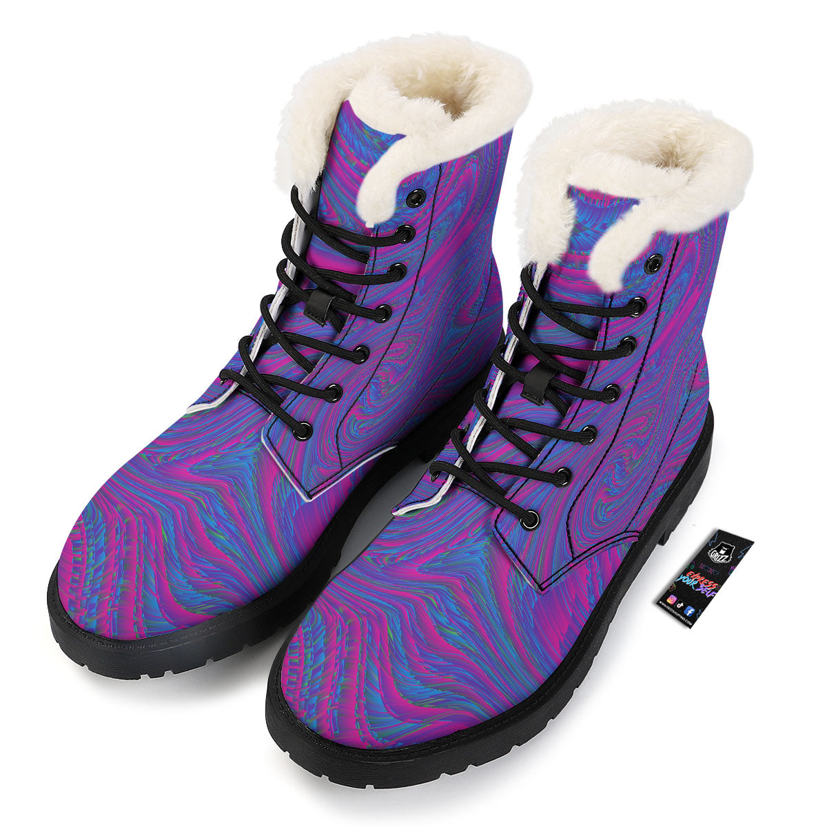 Trippy Psychedelic Purple Print Winter Boots-grizzshop