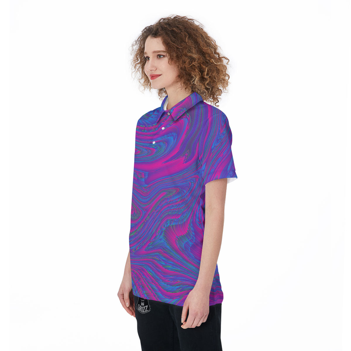 Trippy Psychedelic Purple Print Women's Golf Shirts-grizzshop