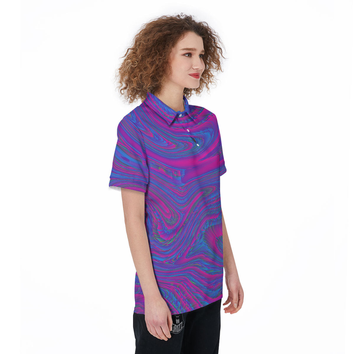 Trippy Psychedelic Purple Print Women's Golf Shirts-grizzshop