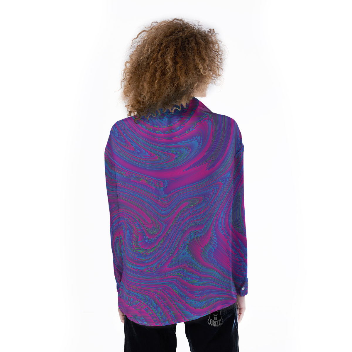Trippy Psychedelic Purple Print Women's Long Sleeve Shirts-grizzshop