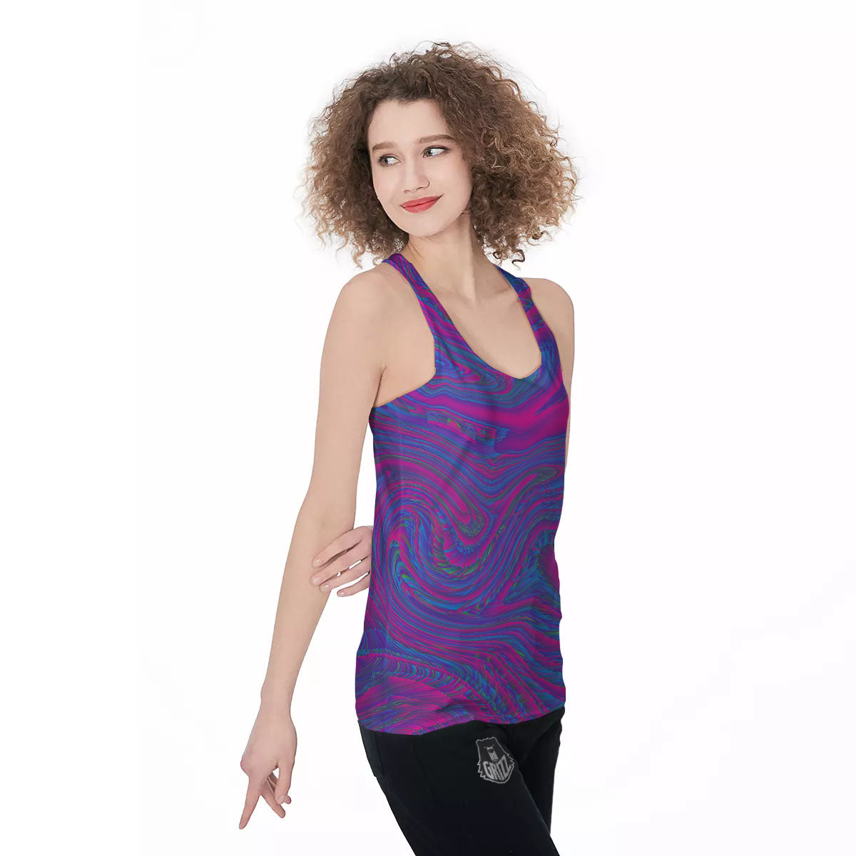 Trippy Psychedelic Purple Print Women's Racerback Tank Top-grizzshop