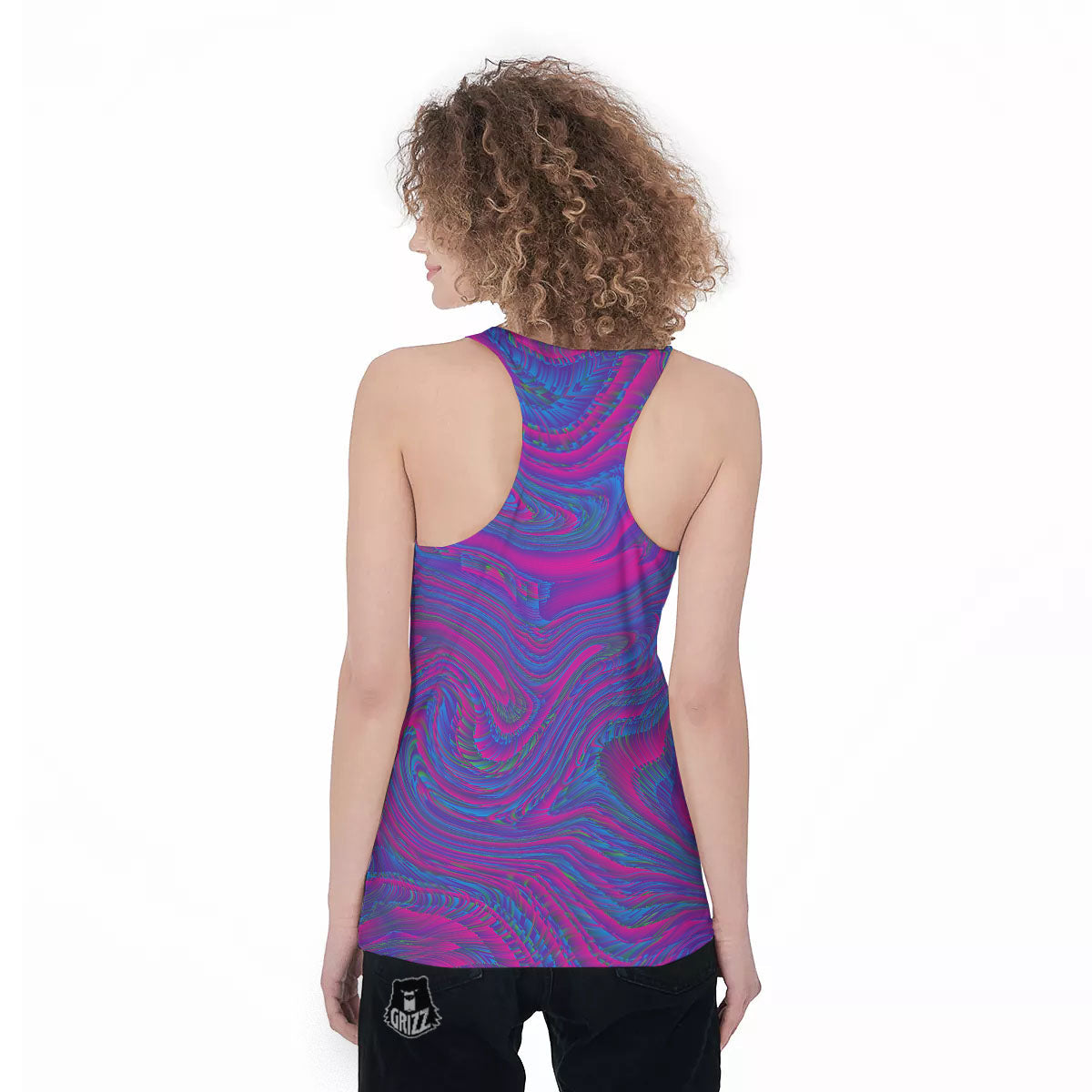 Trippy Psychedelic Purple Print Women's Racerback Tank Top-grizzshop