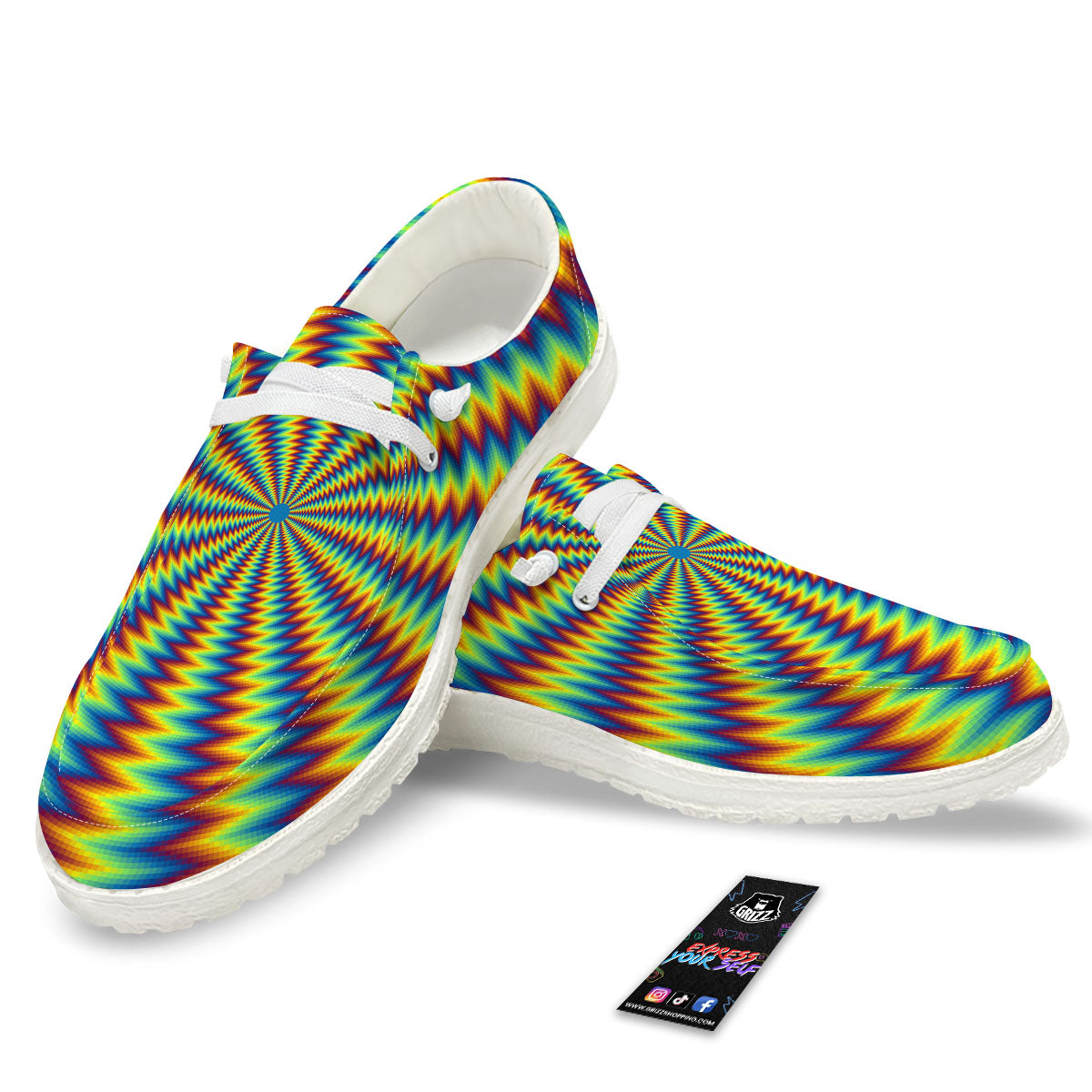 Trippy Psychedelic Rainbow Print Black Loafers-grizzshop