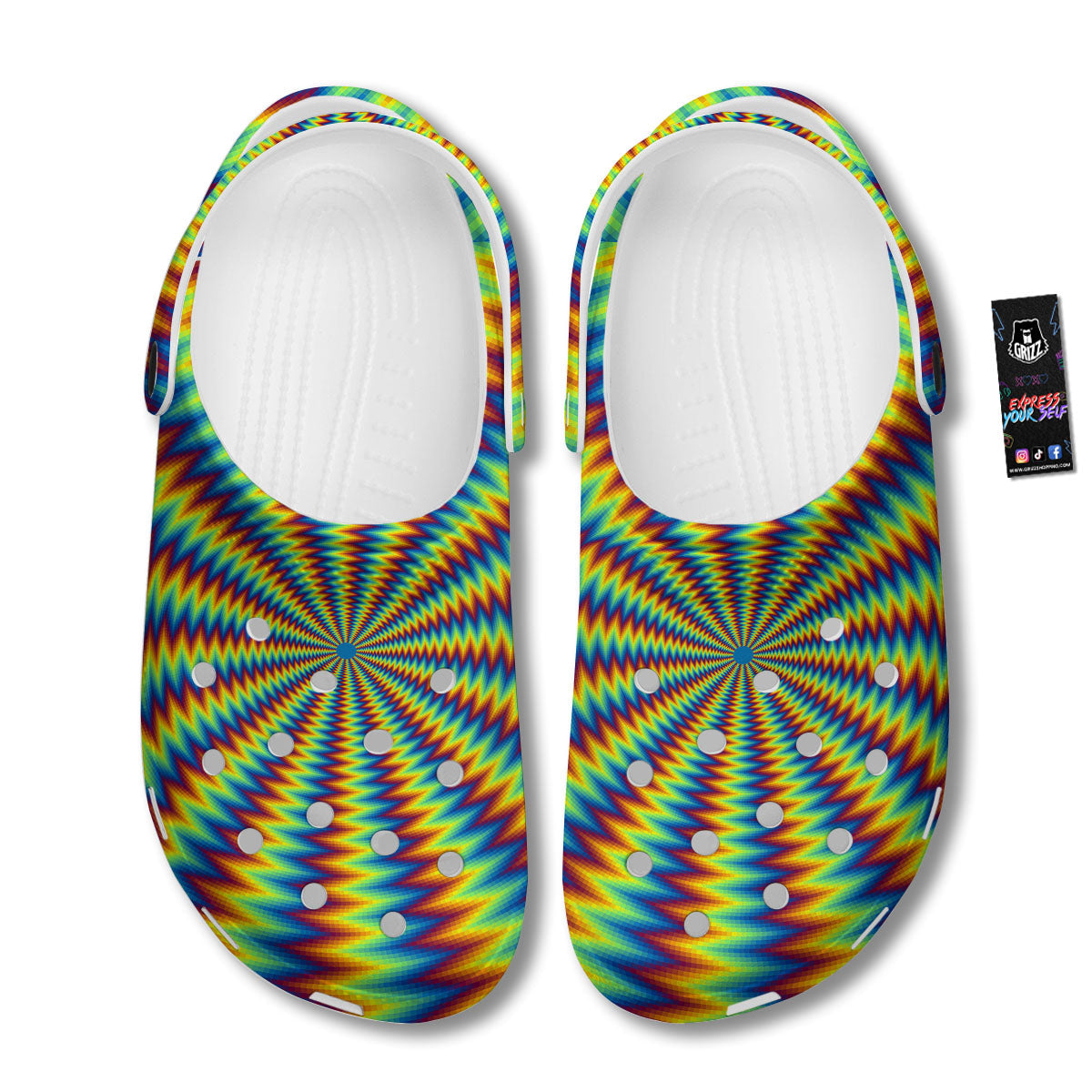 Trippy Psychedelic Rainbow Print Clog-grizzshop